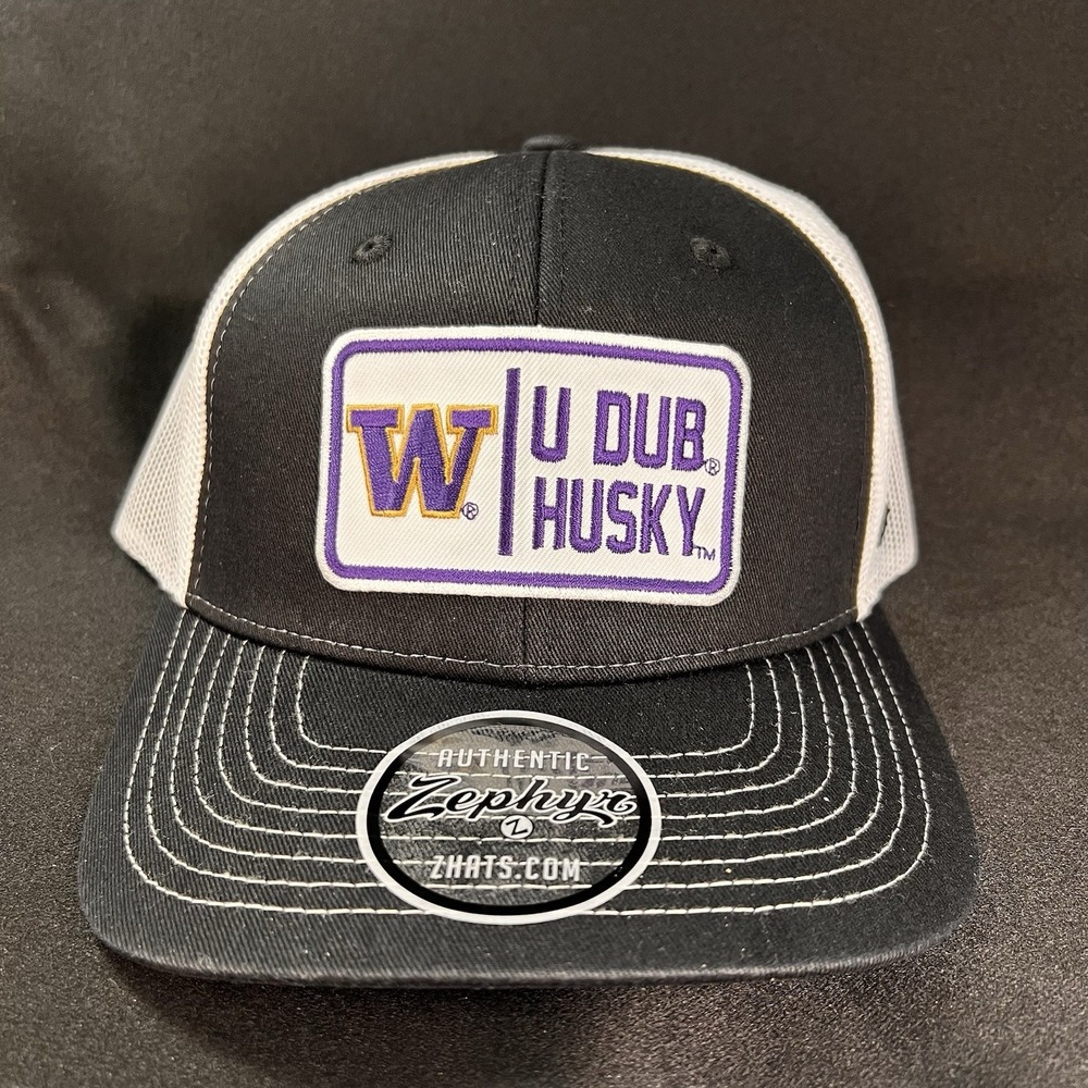 Zephyr UW Huskies Trucker Hat Mens OSFA Black White NEW Snapback Mesh Cap